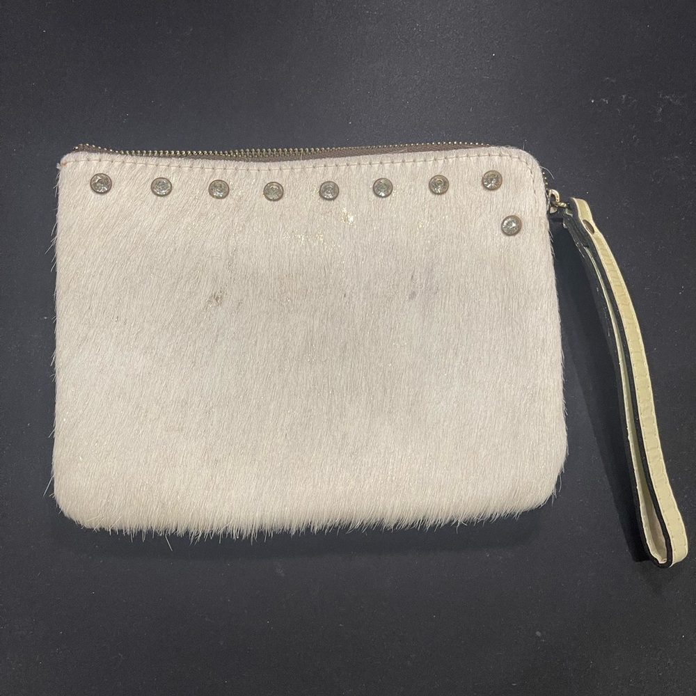Patricia Nash Cassini Wristlet Metallic White Haircalf